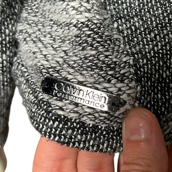 Calvin Klein Performance Marled Cowl Neck Sweater | Asymmetrical Overlap Front - Picture 5 of 7